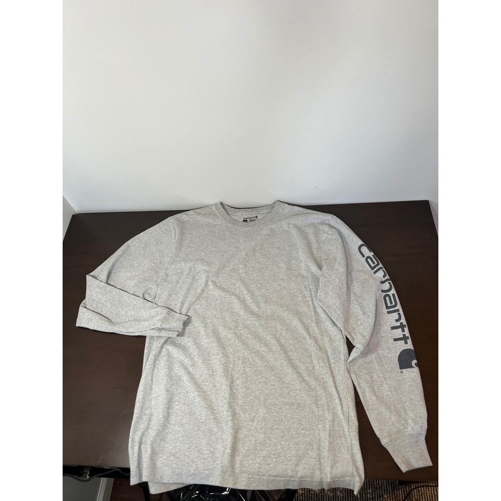 Carhartt Mens Loose Fit Long Sleeve Logo Graphic T-Shirt Heather Gray Medium